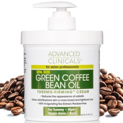 Advanced Clinicals Green Coffee Bean Thermo Firming Body Cream | Anti Cellulite Cream | Caffeine Body Lotion Moisturizer To Firm, Tighten, & Hydrate Look Of Legs, Arms, Tummy,...