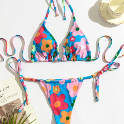 Ladies Fashion Personality Print Split Bikini