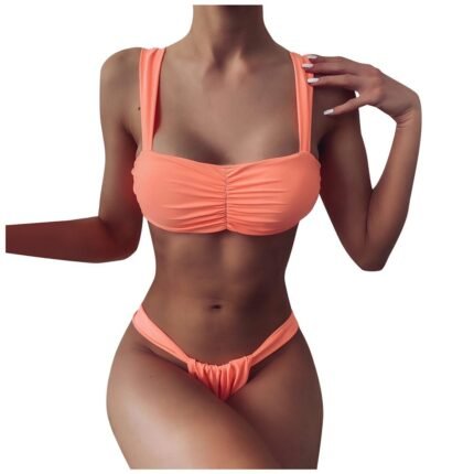 Solid color split bikini