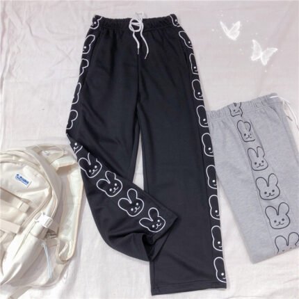 New Cute Little Rabbit Print Panties Straight Pants For Women