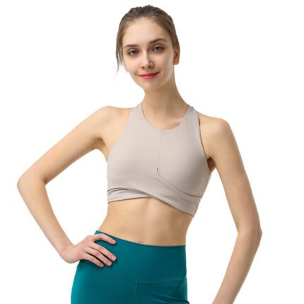 Sports  Women Shockproof Running Gather Fitness Bra With Chest Pad And Beautiful Back Yoga Vest