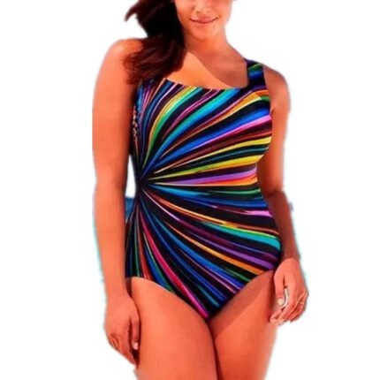 Striped printed fatted one-piece bikini