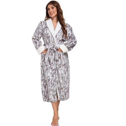 Warm And Cozy Fluffy Sleepwear Nightgown --Fleece White, M