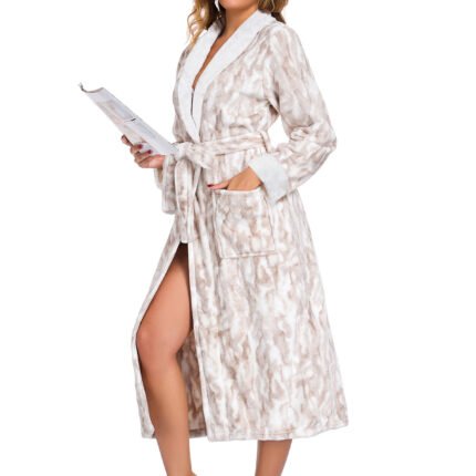 Warm And Cozy Fluffy Sleepwear Nightgown -Fleece White, M
