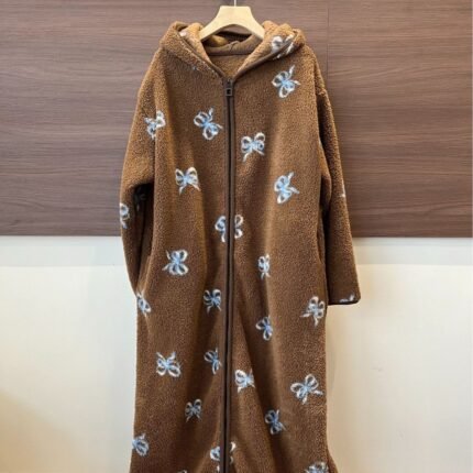 Thickened Warm Loungewear Nightgown Hooded Zipper