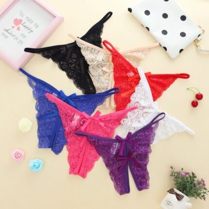 Hollow Out Lace Women's Thongs Open Gear See-through